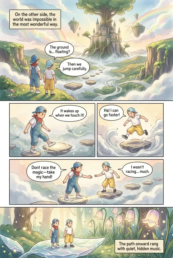 Pagina 3 del fumetto Fantasy Anime "Luca & Filli: A Magic Trip" creato con myComics.ai