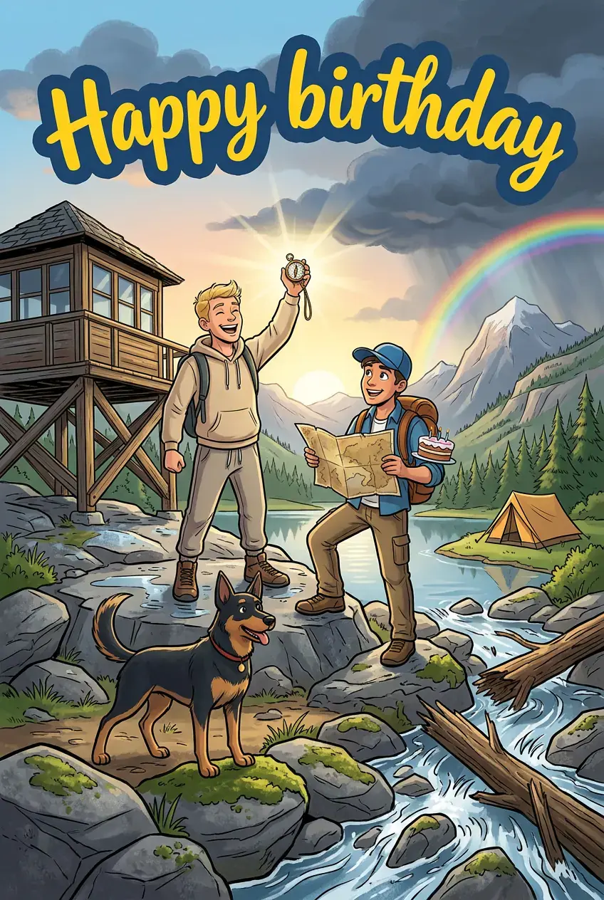 Copertina del fumetto Cartoon "Happy birthday" creato con myComics.ai