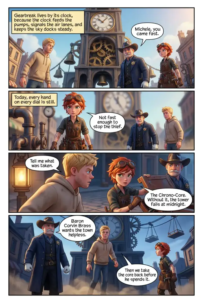 Pagina 2 del fumetto 3D "This is the time" creato con myComics.ai