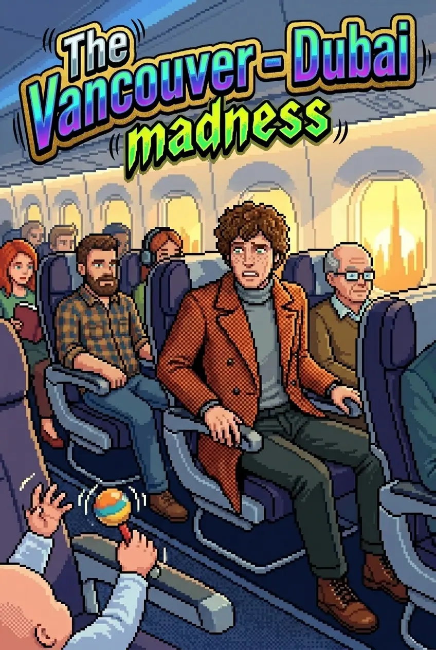 Cartoon-style travel comic cover with friends on the road