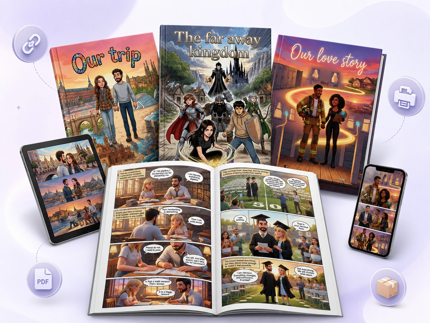 A multi-page personalized comic book made with myComics.ai
