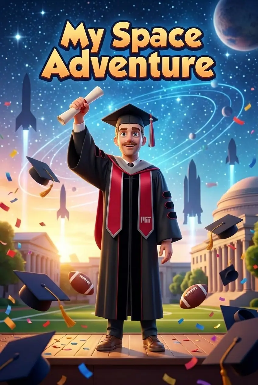 Illustrated graduation adventure comic book cover