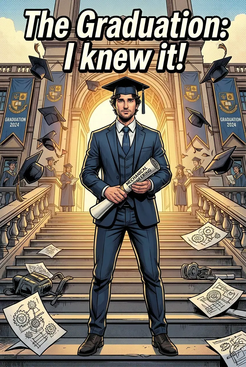 Comic cover featuring a graduate on their big day