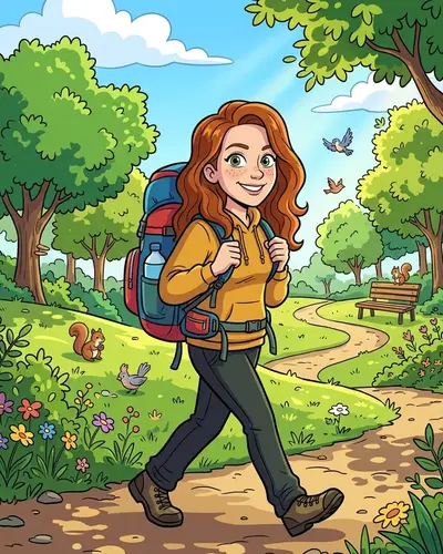 The same woman drawn as a comic character in Cartoon style