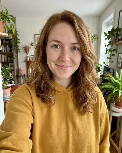 A selfie of a smiling woman