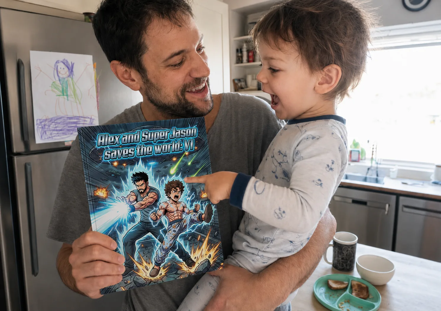 Un fumetto personalizzato di myComics.ai con una persona cara come protagonista