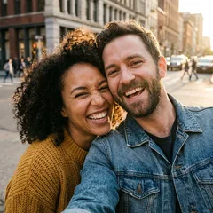 The selfie of the couple the comic panels were drawn from